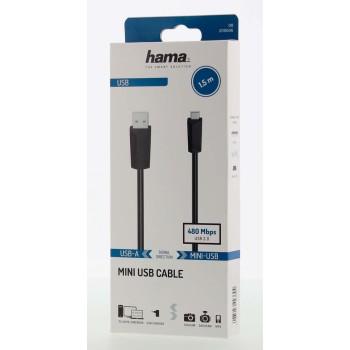 Καλώδιο HAMA USB-A αρσενικό - USB-B mini αρσενικό, 1.5 μ