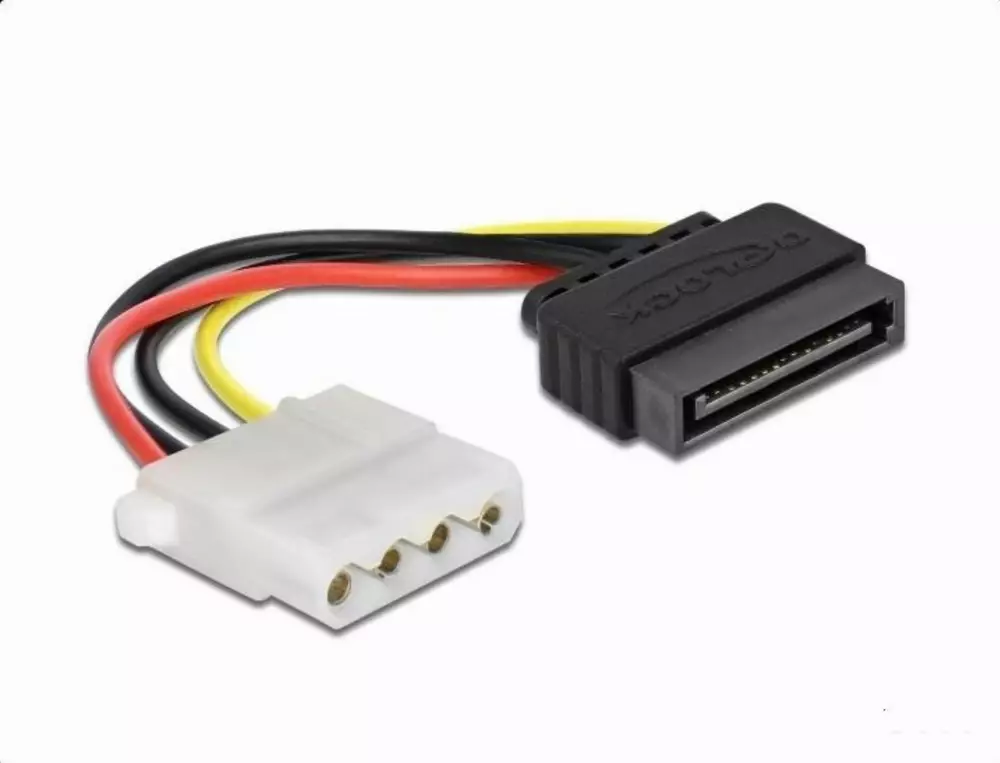 DeLock Power Kabel SATA 15 Pin männlich zu 4 Pin weiblich, 12 cm