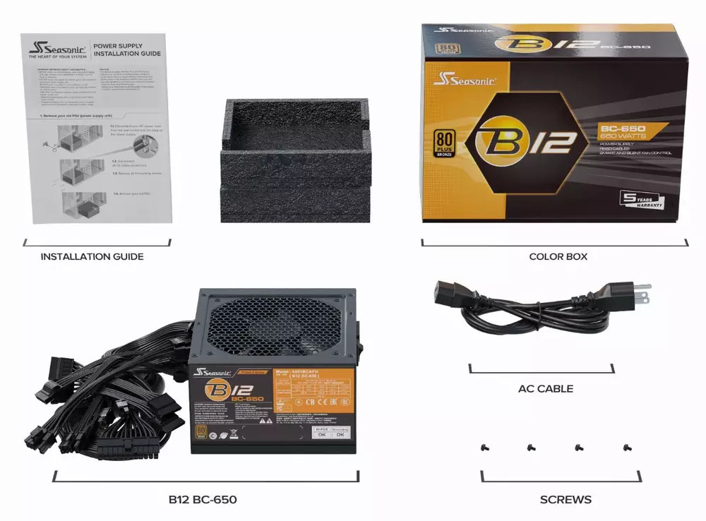 Захранване SEASONIC B12-BC-650 (650W) 80+ BRONZE