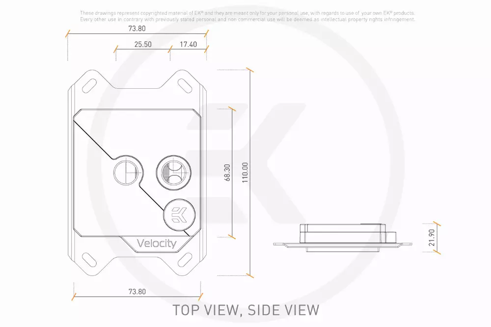 Воден блок за процесор EK-Quantum Velocity Strike RGB - Black Nickel + Black