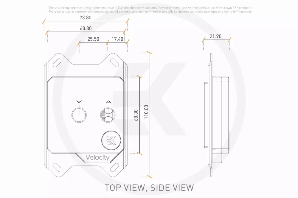 Воден блок за процесор EK-Quantum Velocity RGB - AMD Nickel + Plexi, CPU water block for AMD AM4