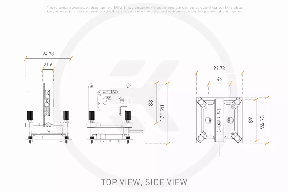Воден блок за процесор EK-QuantumX Delta TEC - Copper + Nickel, water block