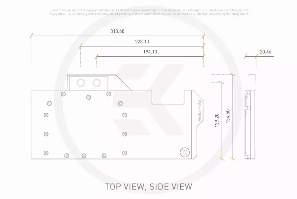 Воден блок за видео карта EK-Quantum Vector FTW3 RTX 3080/3090 D-RGB - Nickel + Plexi