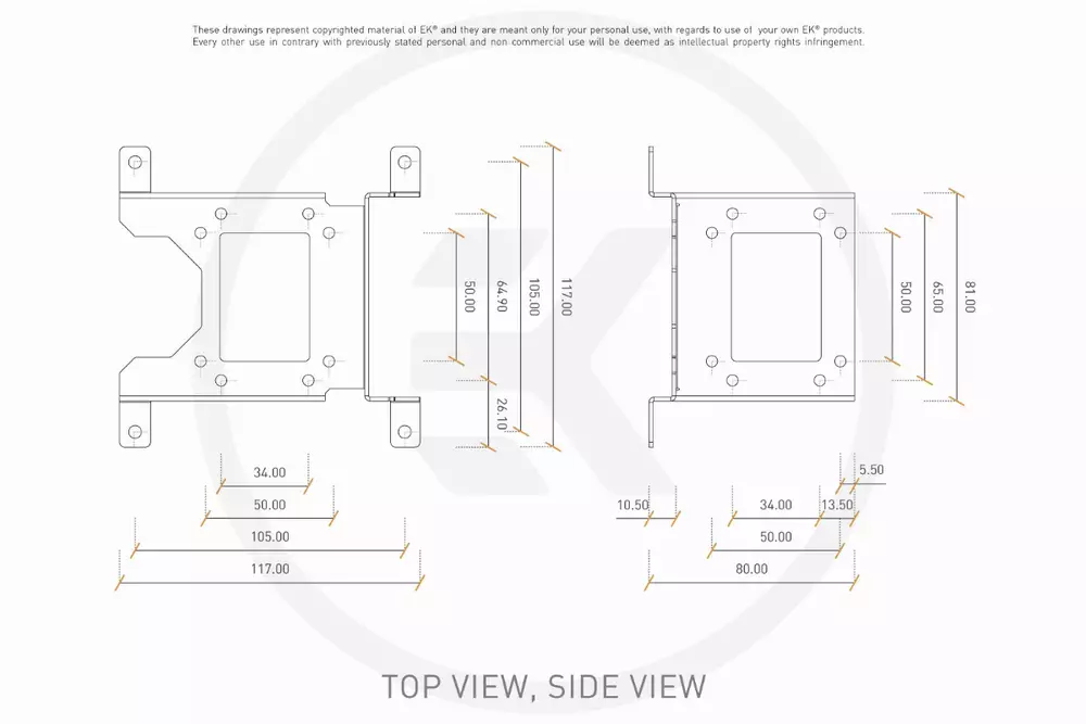 Универсална стойка за помпа/резервоар EK-UNI Pump Bracket (120mm FAN) Vertical