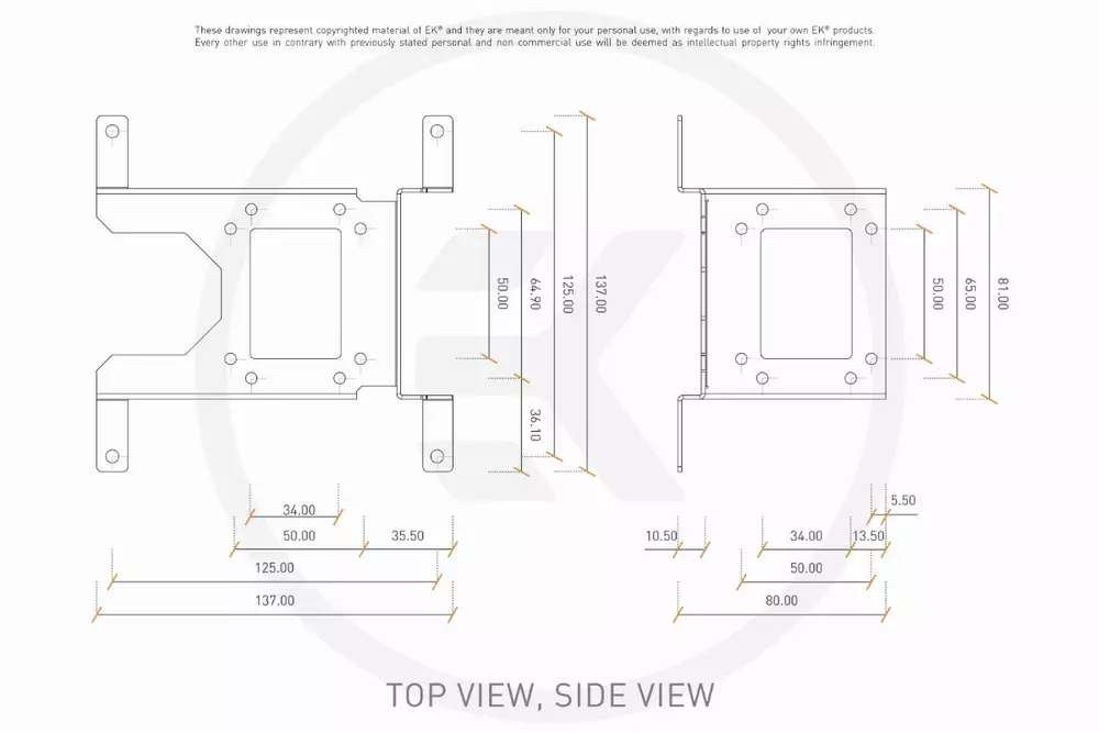 Универсална стойка за помпа/резервоар EK-UNI Pump Bracket (140mm FAN) Vertical