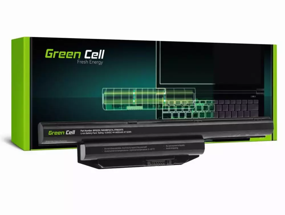 Батерия за лаптоп  Fujitsu LifeBook A514 A544 A555 AH544 AH564 E547 E554 E733 E734 E743 E744 E746 E753 E754 S904  10.8V 4400mAh GREEN CELL