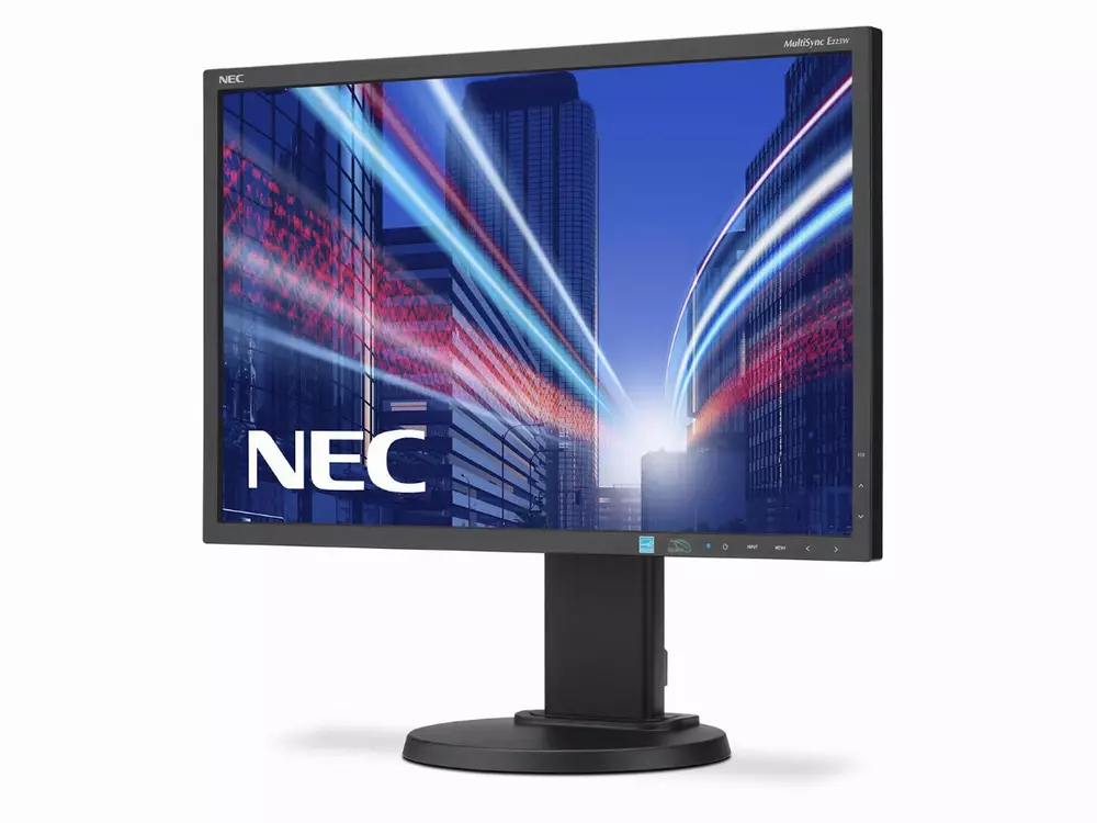 Монитор NEC MultiSync 22" E223W LCD, TN, 1680x1050, VGA, DVI, DisplayPort, Черен