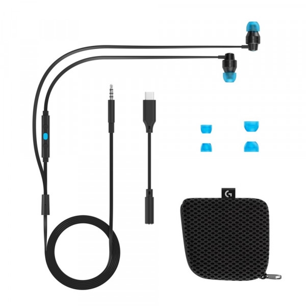 Геймърски слушалки с микрофон Logitech G333 In-ear 3.5 mm + USB-C adapter