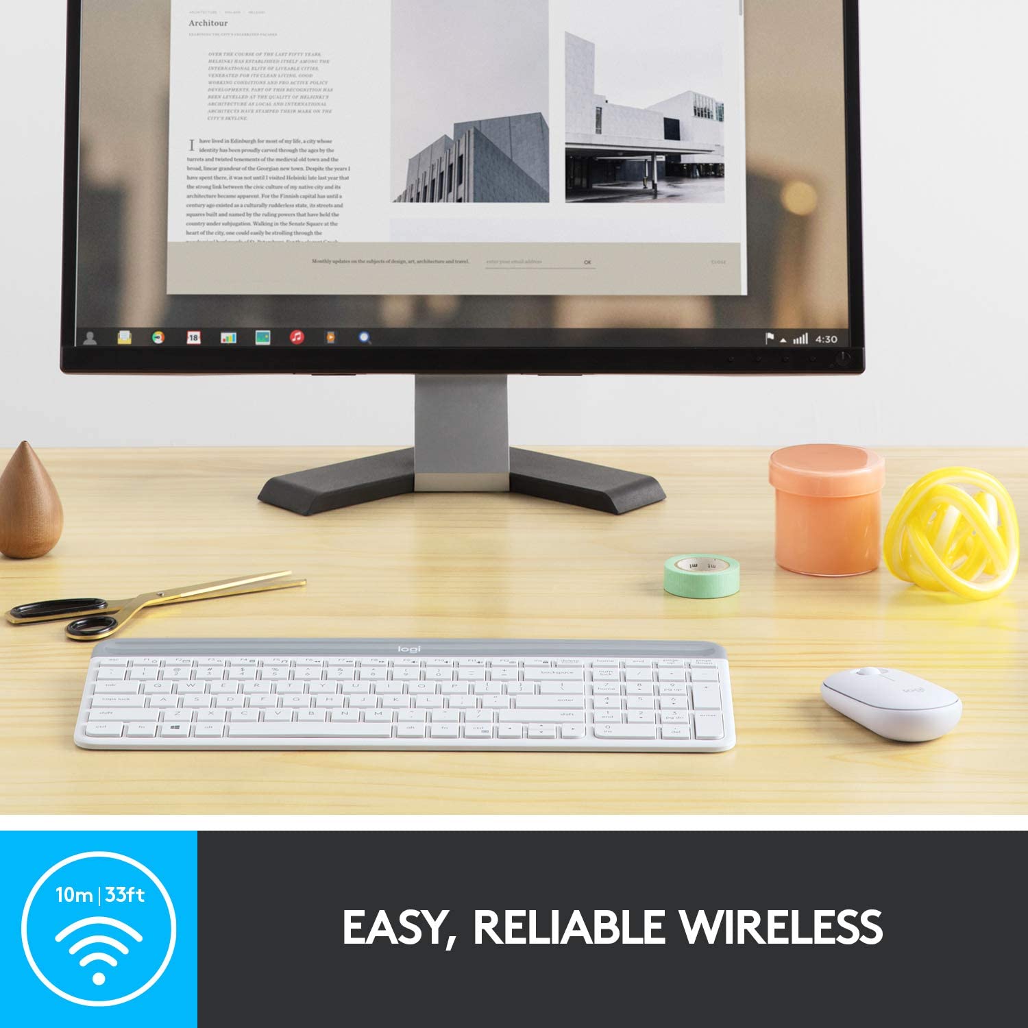 Комплект клавиатура и мишка Logitech MK470 Slim Wireless Combo White