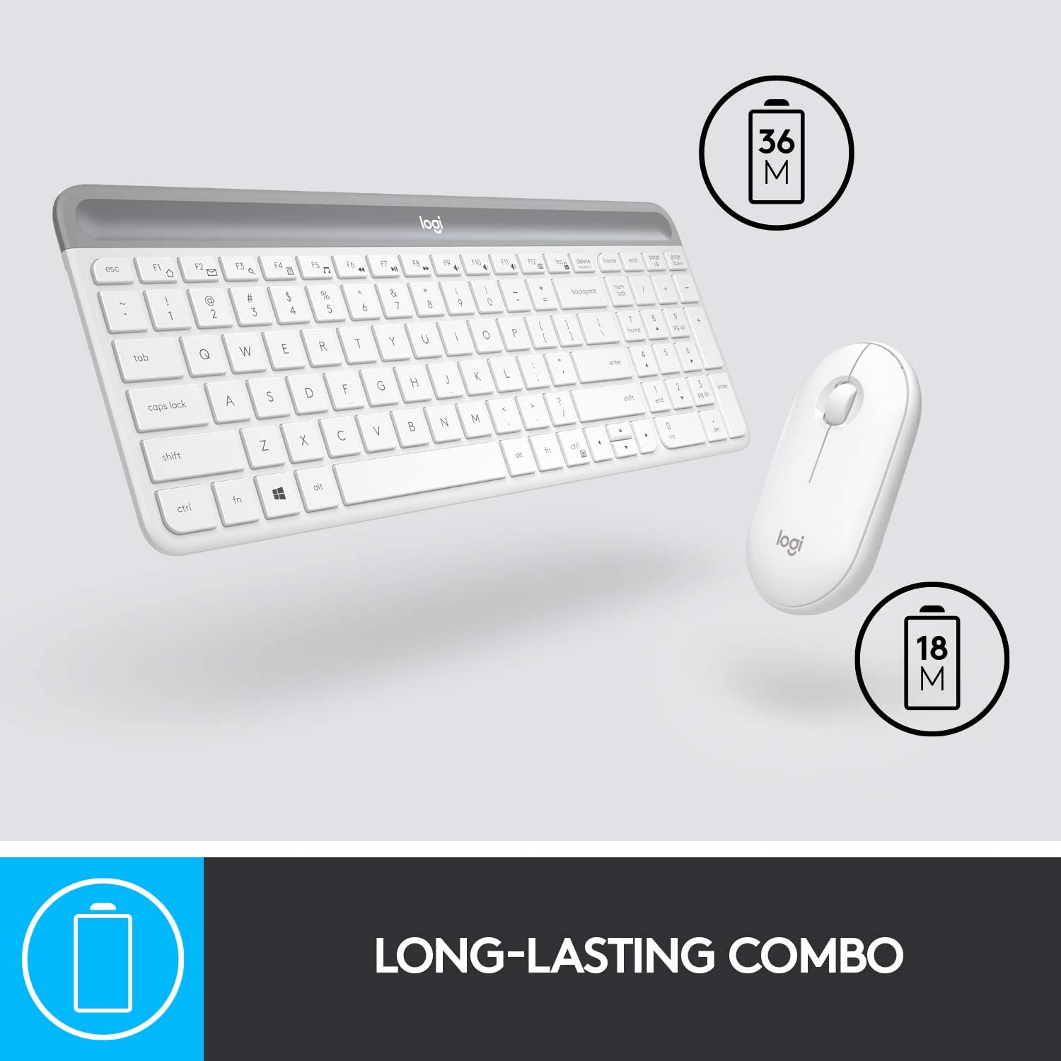 Комплект клавиатура и мишка Logitech MK470 Slim Wireless Combo White