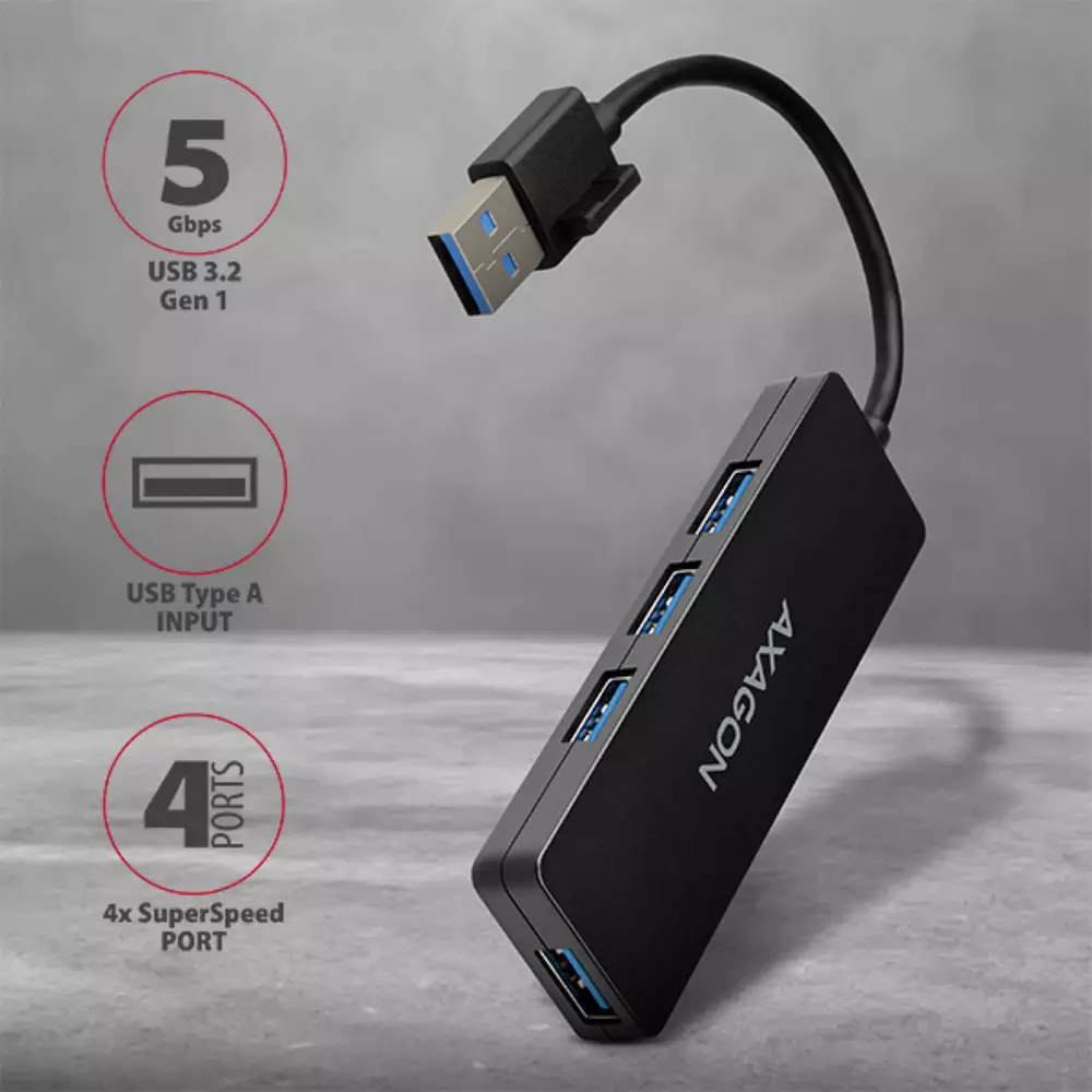 USB хъб AXAGON HUE-G1A SUPERSPEED USB SLIM HUB