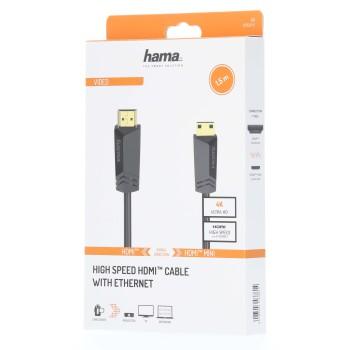 Кабел HAMA HDMI мъжко - mini HDMI мъжко, 1.5 м, позл.конектори