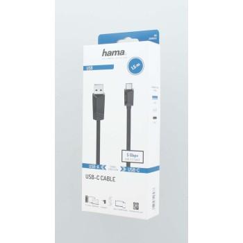 Καλώδιο HAMA USB-C αρσενικό - USB-A 3.2 Gen.1 αρσενικό, 5Gbit/s, 1.5 μ., Μαύρο