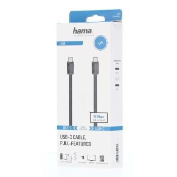 Кабель HAMA USB 3.1 Gen 2, USB-C чоловічий - USB-C чоловічий, 1 м, 10 Gbit/s, 5A/100W