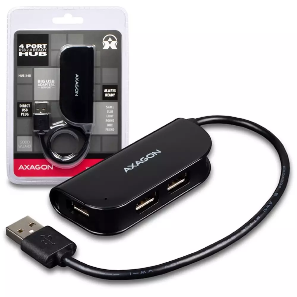 USB хъб AXAGON HUE-X4B USB READY HUB