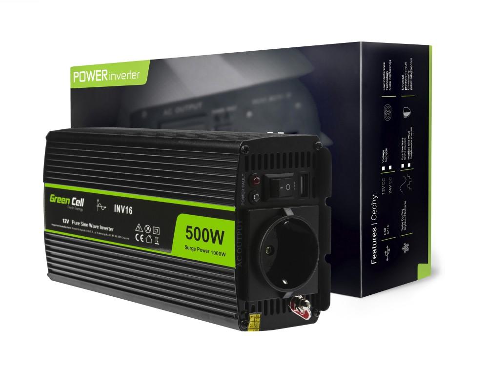 Инвертор GREENCELL 12V 500W