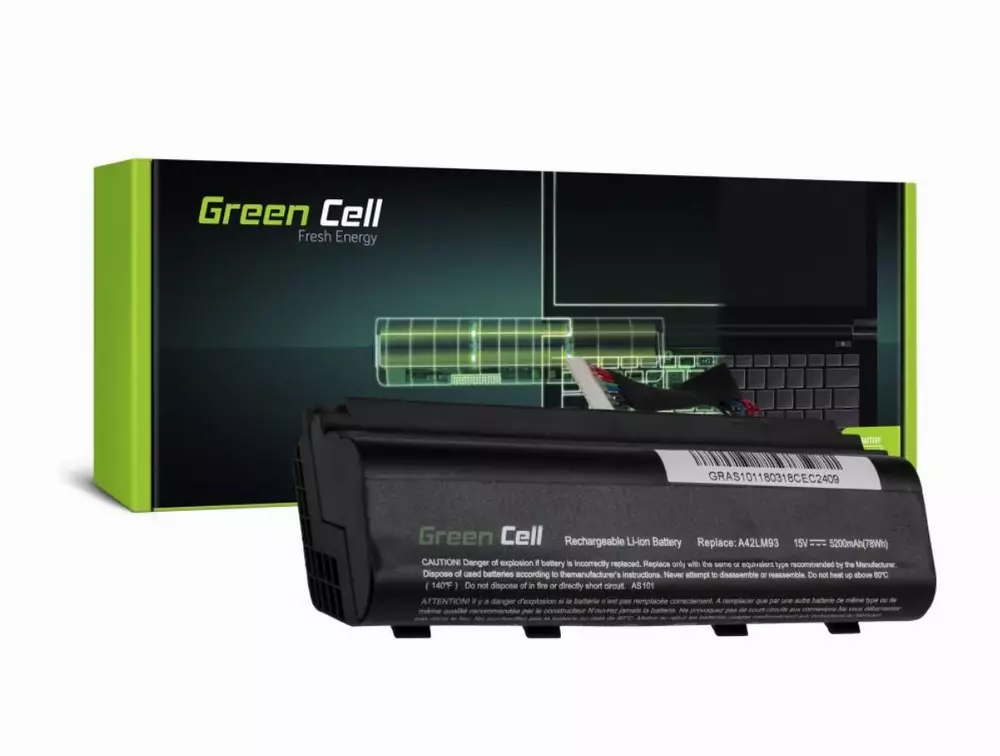 Батерия  за лаптоп ASUS G751J  A42NI403 15V 5200mAh  GREEN CELL
