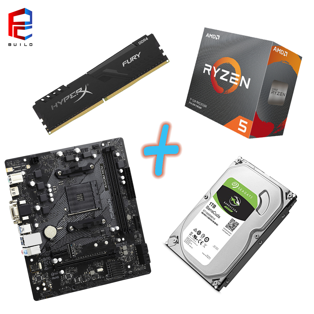 Комбо оферта (AMD Ryzen 5 3600 + Asrock A520M-HDV + Kingston HyperX Fury 8GB 3200MHz + SEAGATE Barracuda 1TB)