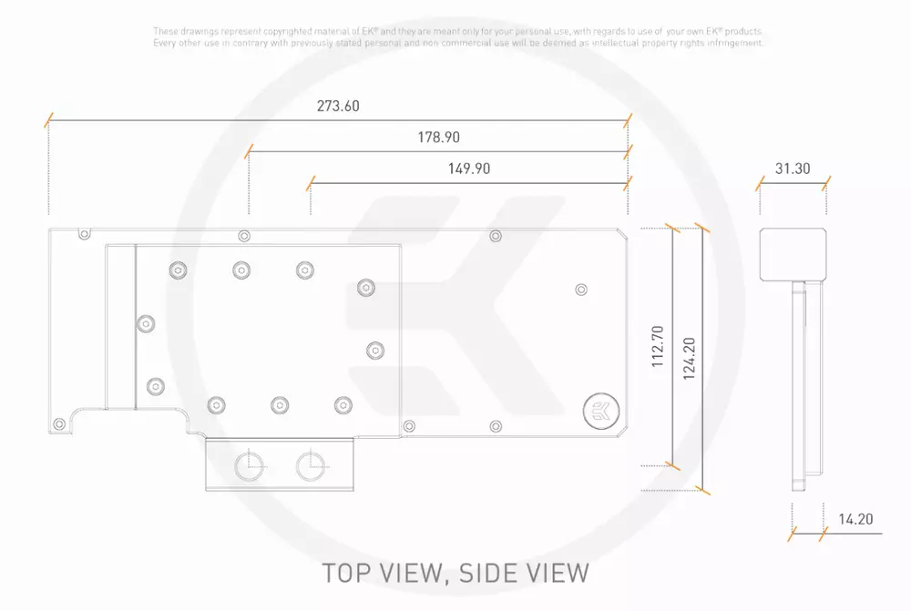 Задна планка активна EKWB  EK-Quantum Vector XC3 RTX 3080/3090 Active Backplate - Acetal