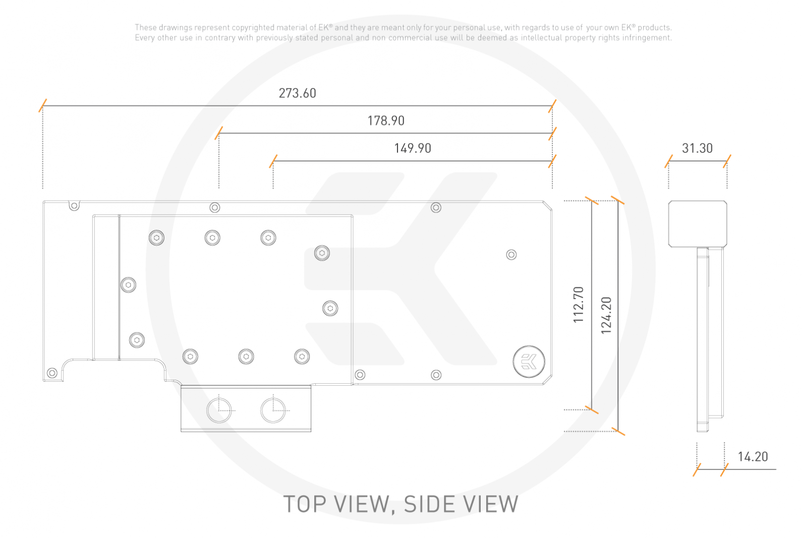 Задна планка активна EKWB  EK-Quantum Vector XC3 RTX 3080/3090 Active Backplate - Acetal