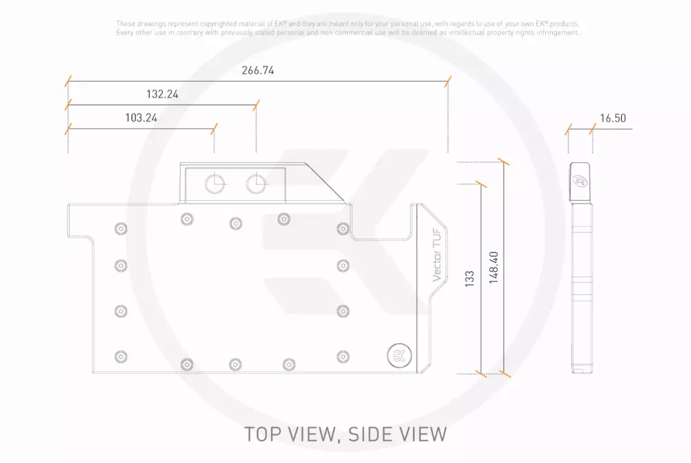 Воден блок за видео карта EKWB EK-Quantum Vector TUF RTX 3080/3090 D-RGB - Nickel + Plexi Water cooling