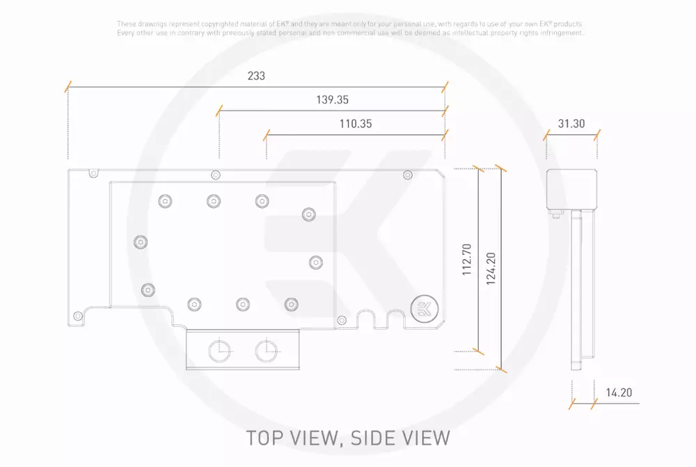 Задна планка активна EKWB EK-Quantum Vector Trinity RTX 3080/3090 Active Backplate D-RGB - Acryl