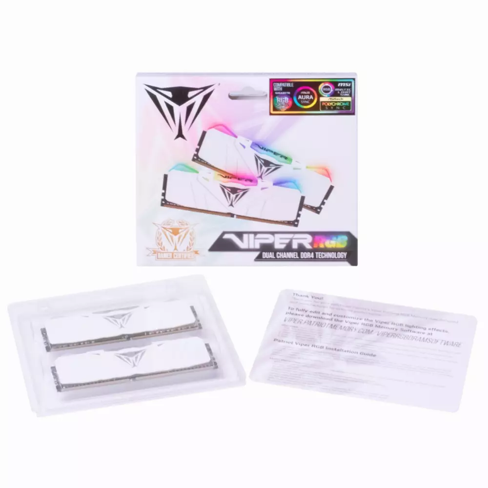 Памет Patriot Viper RGB White 16GB (2x8GB) 3200Mhz DDR4 CL16 - PVR416G320C6KW