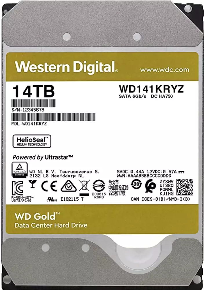 Хард диск WD Gold 14TB 3.5" SATA 6 Gb/s 7200 rpm 512 MB - WD141KRYZ