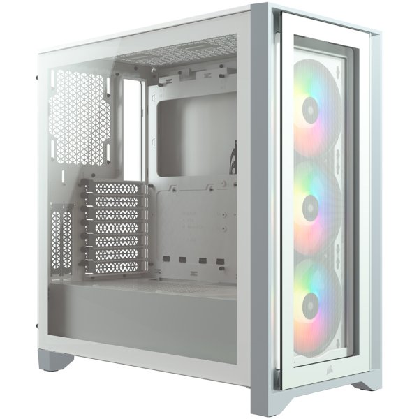 Кутия CORSAIR iCUE 4000X RGB Tempered Glass Mid-Tower ATX Case White