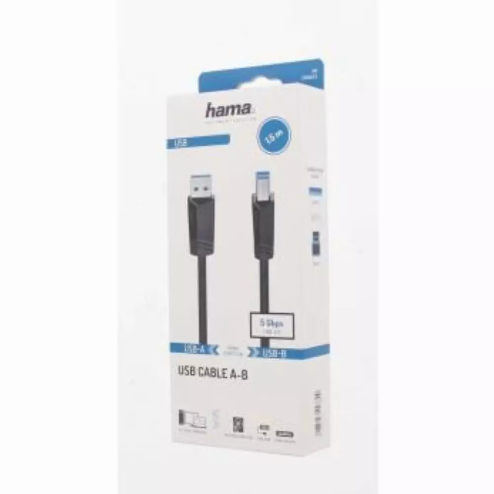 Câble HAMA USB 3.0 - A mâle - B mâle, 1.5 m, 1 étoile