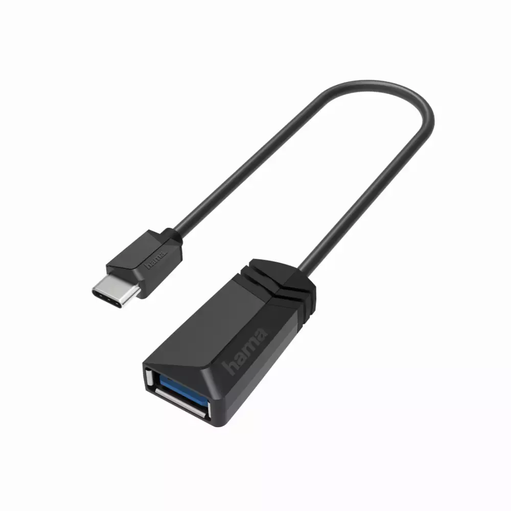 Αντάπτορας HAMA USB-C αρσενικό - USB 3.2 Gen 1 A θηλυκό, 5Gbit/s, 0.15 μ., Μαύρο