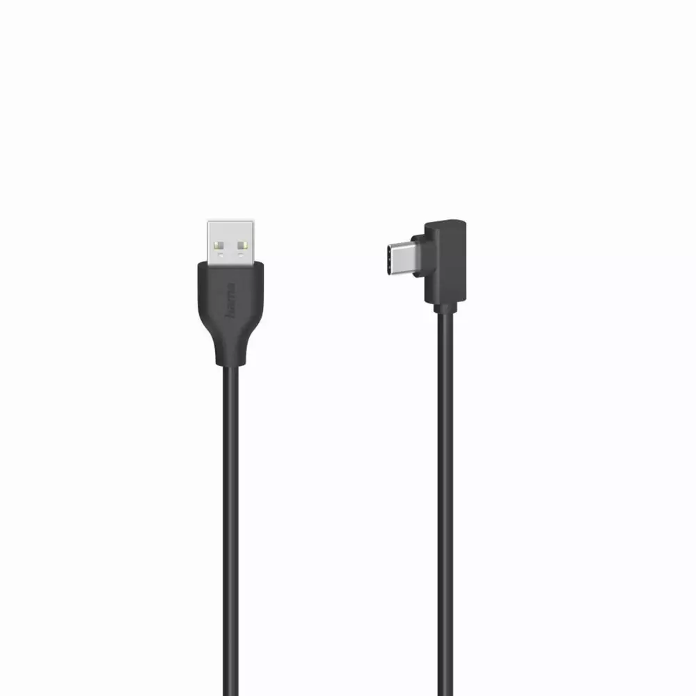 Cablu HAMA USB-C masculin - USB A, 90°, 0.75 m, USB 2.0, 480Mbit/s, Negru
