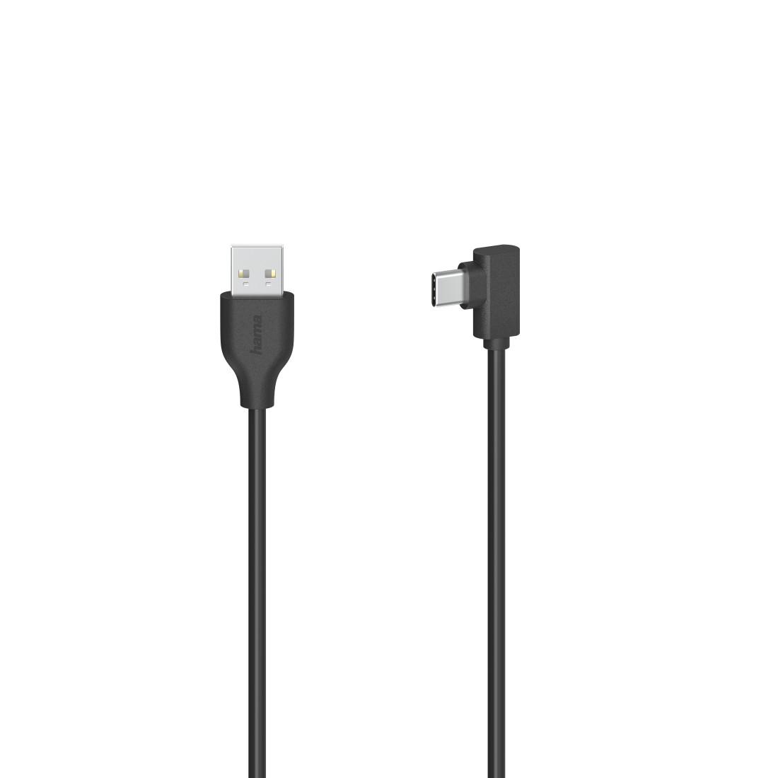 Câble HAMA USB-C mâle - USB A, 90°, 0.75 m, USB 2.0, 480Mbit/s, Noir