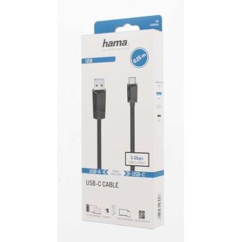 Кабел HAMA 200651 USB-C мъжко-USB-A мъжко, USB 3.2 Gen 1, 5Gbit/s, 0.25 м., Черен