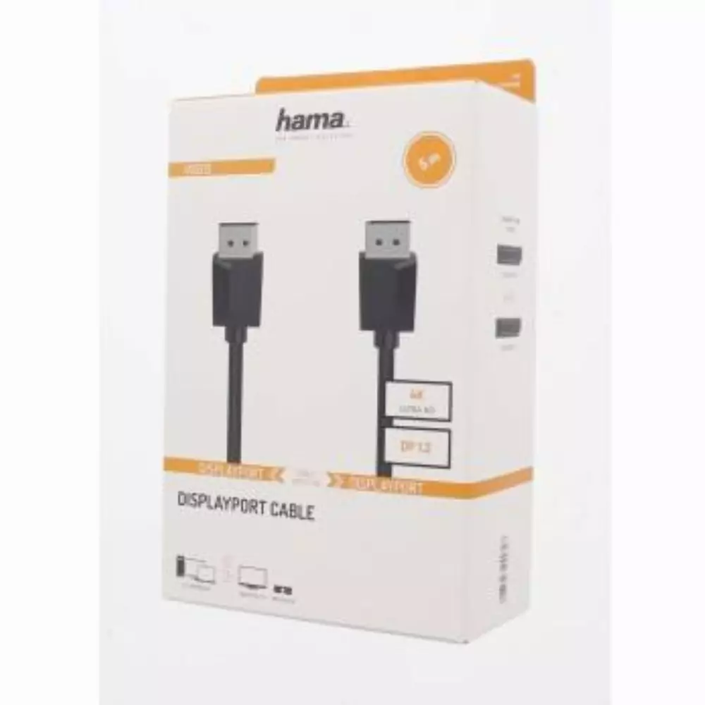 Кабел HAMA DisplayPort 1.2 мъжко - DisplayPort  1.2 мъжко, 5 м, Ultra-HD 4K