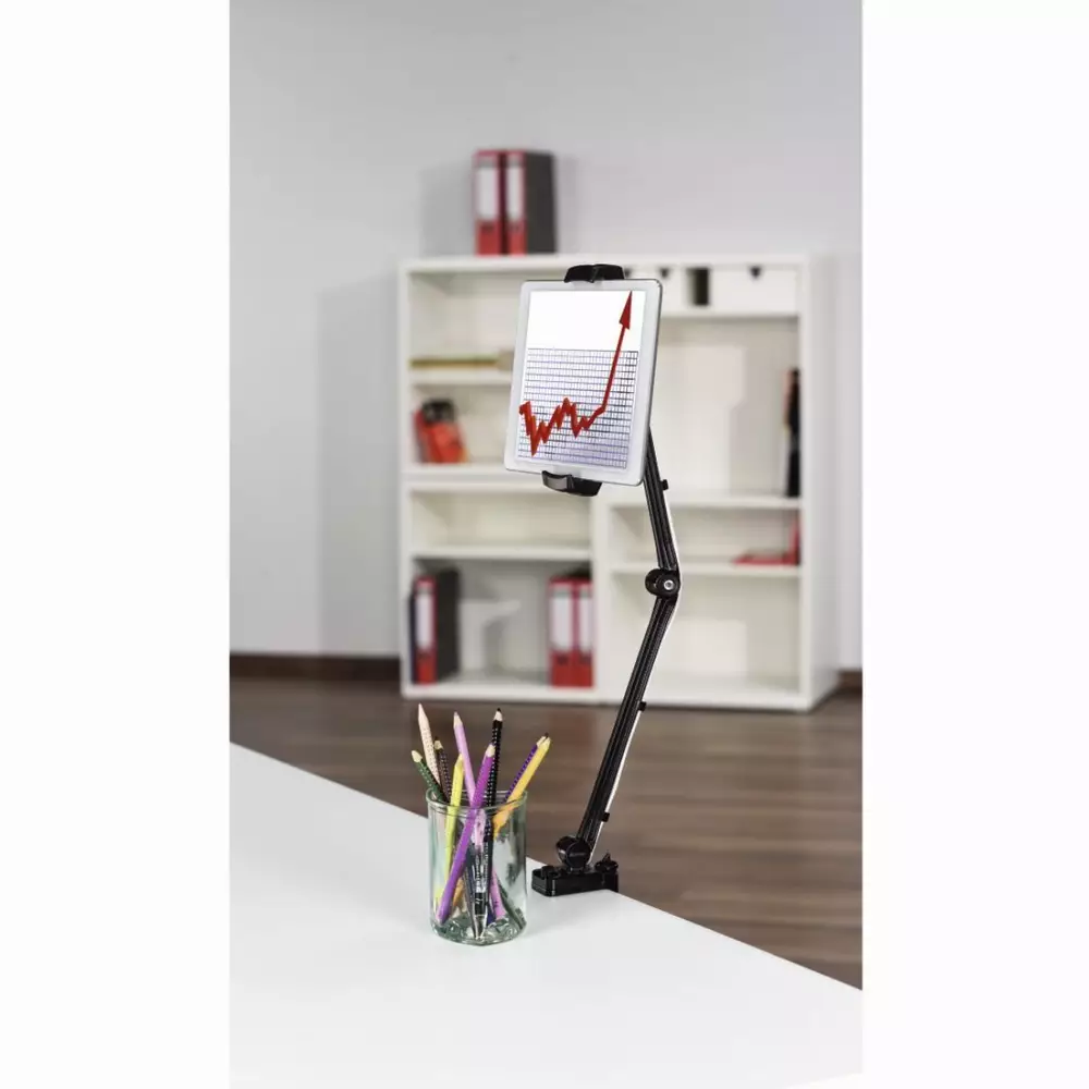 Универсална стойка за таблет HAMA 182543, за бюро, Регулируема, 7"-10.5", 1 кг, Черен