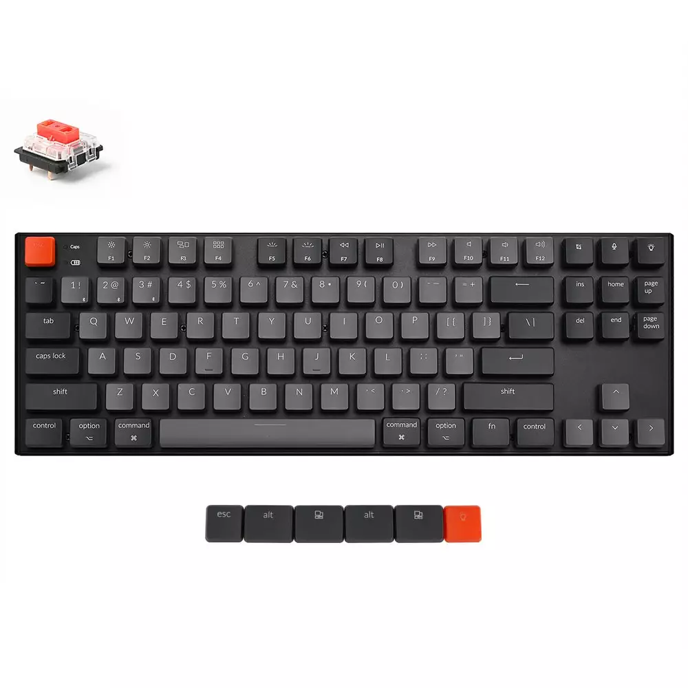 Геймърска Механична клавиатура Keychron K1 TKL Gateron Low Profile Red Switch White LED Gateron Low Profile Red Switch ABS