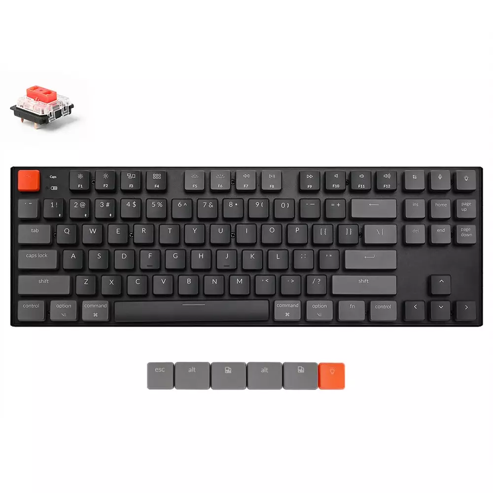 Геймърска Механична клавиатура Keychron K1 TKL Gateron Low Profile Red RGB Switch RGB LED Gateron Low Profile Red RGB Switch ABS