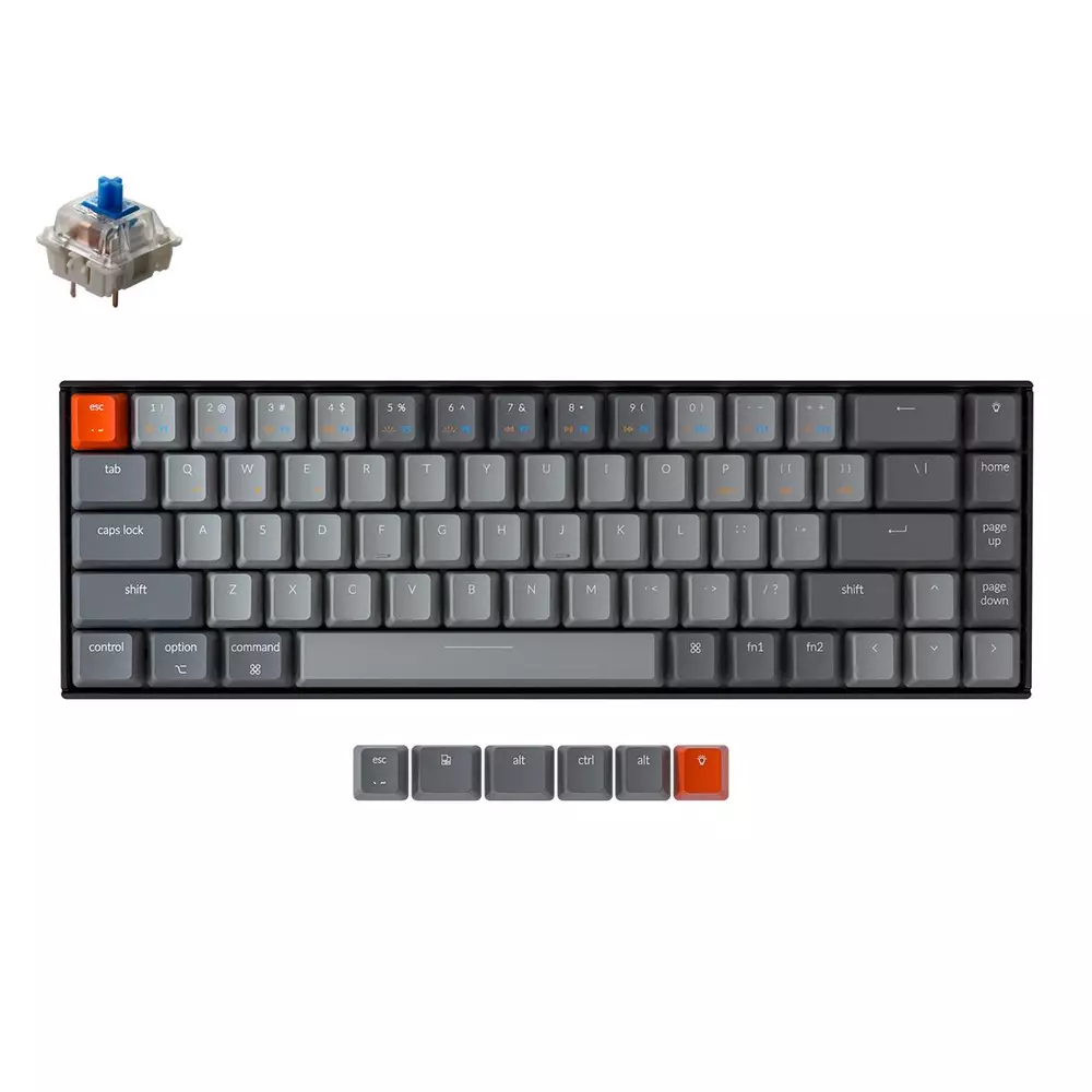Геймърска Механична клавиатура Keychron K6 Hot-Swappable 65% Gateron Blue Switch White LED Gateron Blue Switch ABS