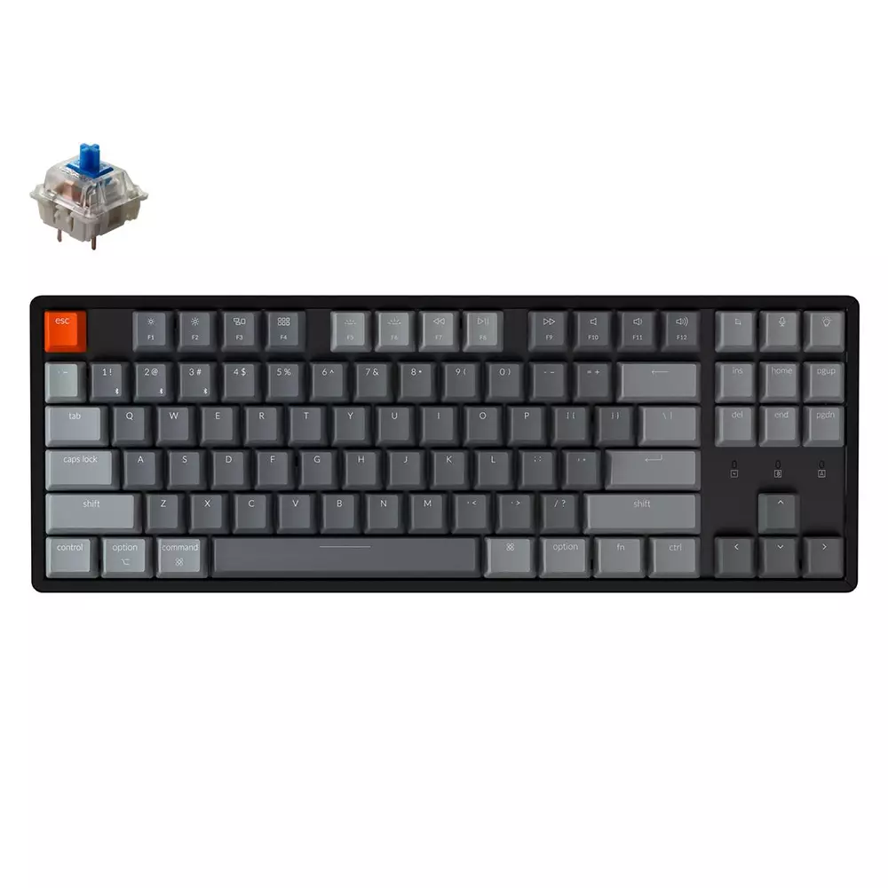Геймърска Механична клавиатура Keychron K8 Aluminum TKL Gateron Blue Switch RGB LED Gateron Blue Switch ABS