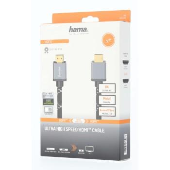 Кабел HAMA Ultra HD HDMI мъжко - HDMI мъжко, 8K, 48GB/s,метал, 3 м, позл. конектори