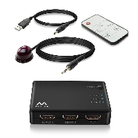 3 портов HDMI суич EWENT, 4K@30Hz, USB, Дистанционно, Черен