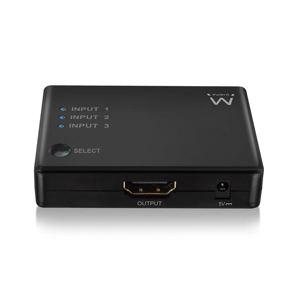 3 портов HDMI суич EWENT, 4K@30Hz, USB, Дистанционно, Черен