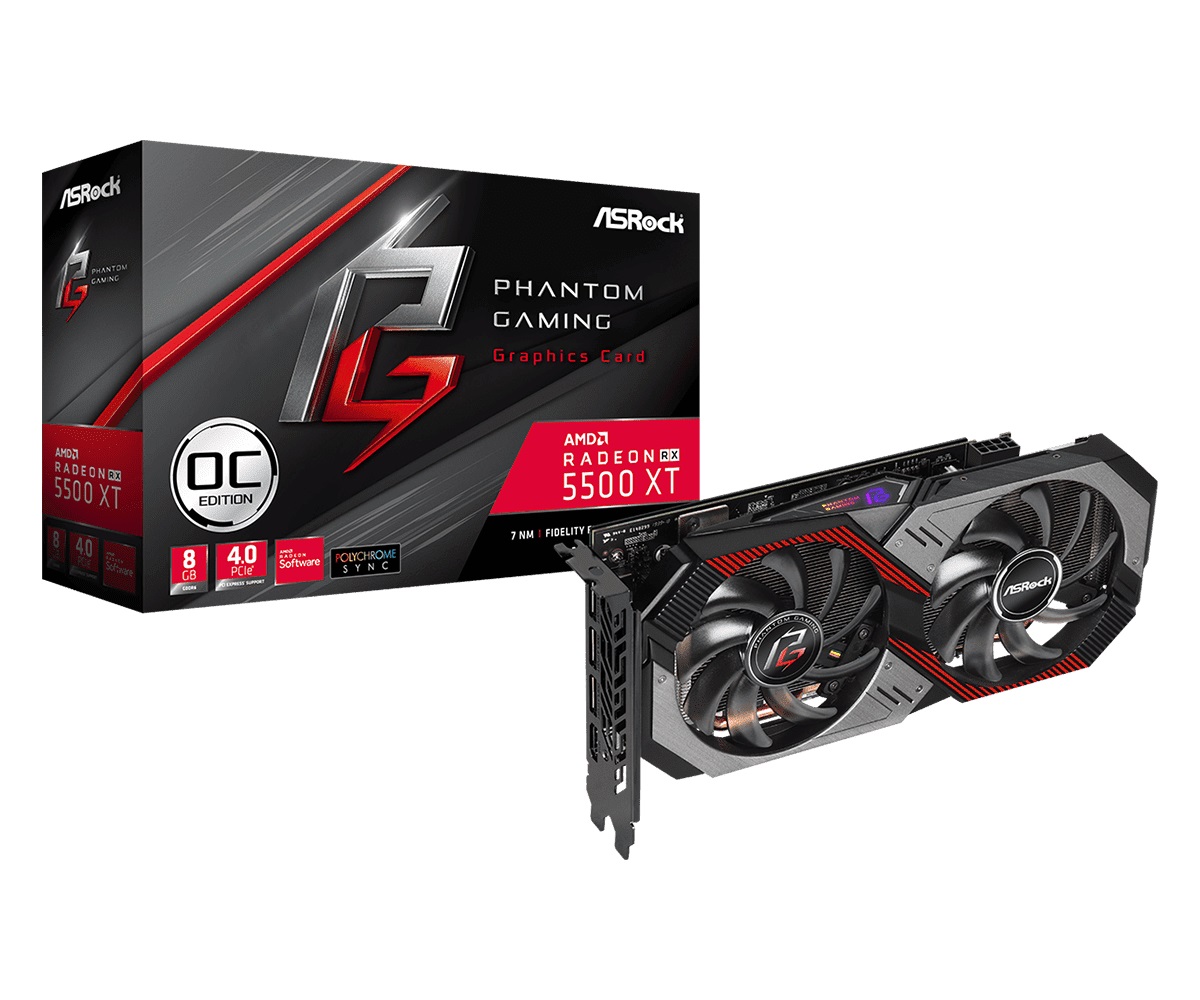 Видео карта Asrock AMD Radeon RX 5500 XT Phantom Gaming D 8GB OC