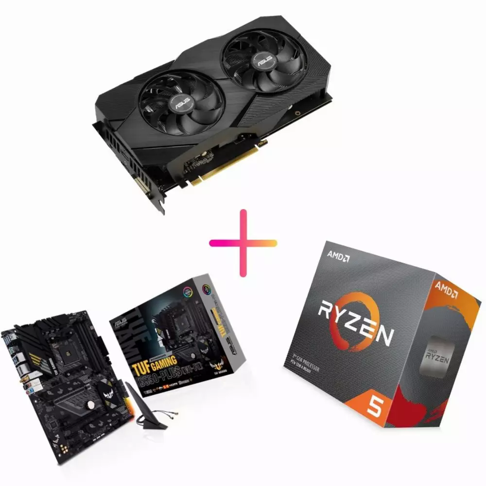 Комбо оферта (ASUS TUF GAMING B550-PLUS WIFI + AMD Ryzen 5 5600X + ASUS Dual RTX 2060 EVO OC 6GB)