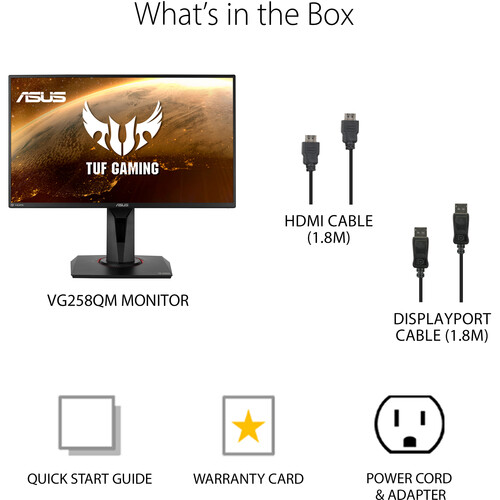 Монитор ASUS TUF GAMING VG258QM 24.5", TN, FHD 1920x1080, 280Hz, 0.5ms, HDR, G-SYNC Compatible