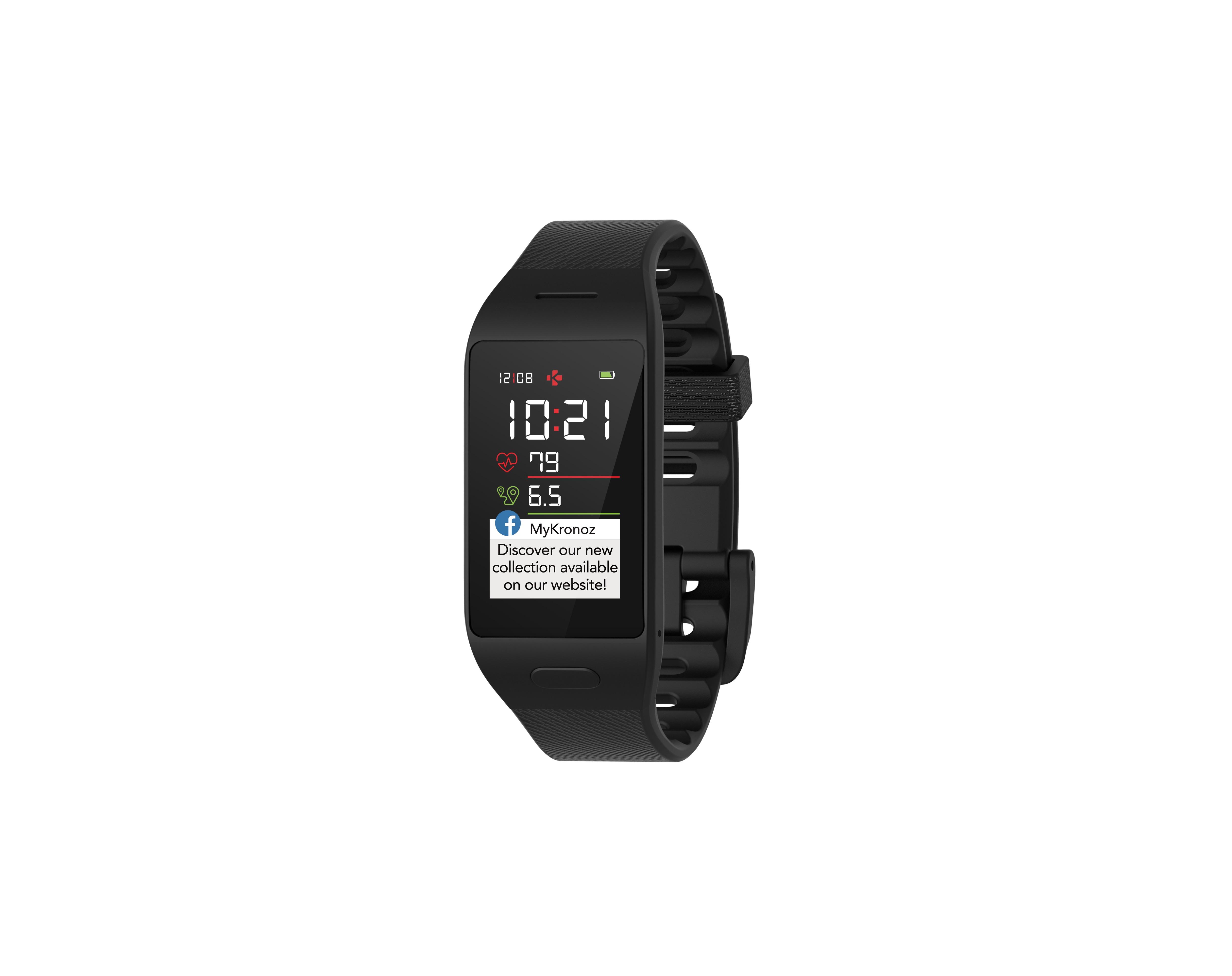 MyKronoz ZeNeo+ Smartwatch, 1.14", Touch Display, Temperature Measurement, Black/Black