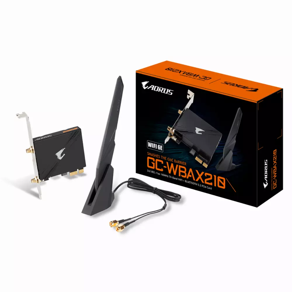 Безжична карта GIGABYTE AORUS X210 Intel&reg; WIFI 6Е 2x2 802.11ax, Bluetooth 5.2
