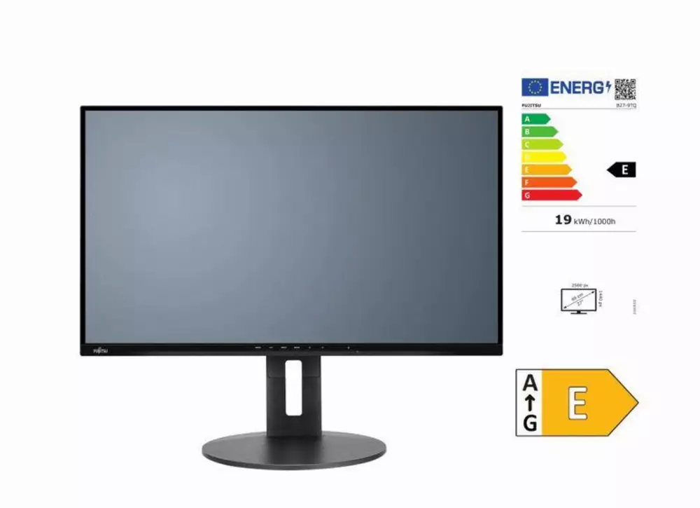 Монитор FUJITSU B27-9 TS, 27", QHD, IPS, DP, HDMI, DVI-D, 4 x USB, Тъмно сив