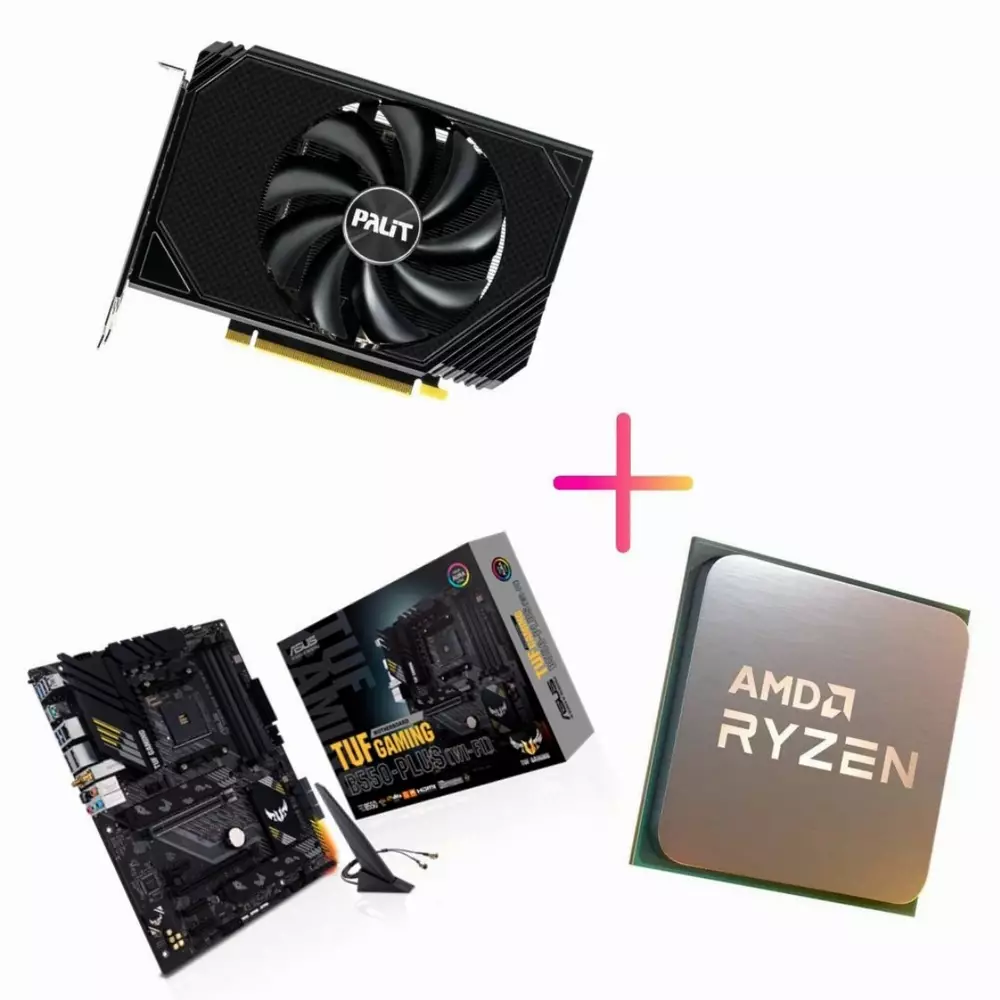 Комбо оферта (ASUS TUF GAMING B550-PLUS WIFI + AMD Ryzen 5 5600X MPK + Palit GeForce RTX 3060 StormX 12GB OC)